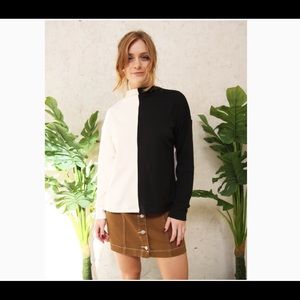 K.S. Garner Black & White Lola Sweater Mockneck